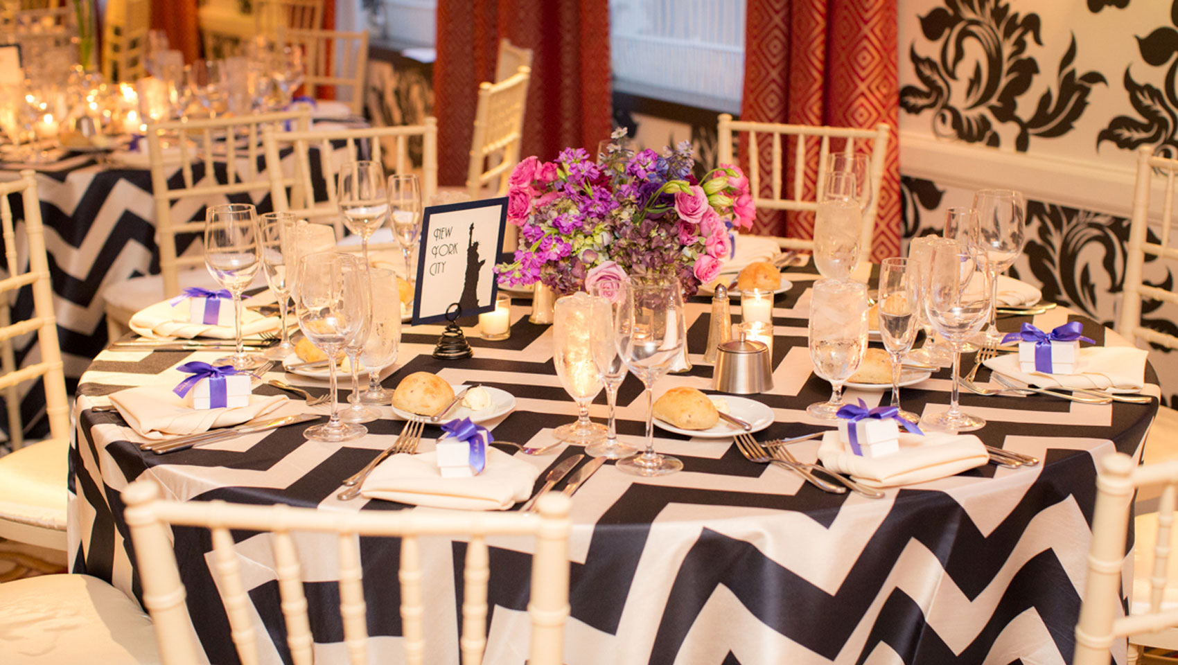 Wedding Reception table set up at Hotel Monaco Baltimore