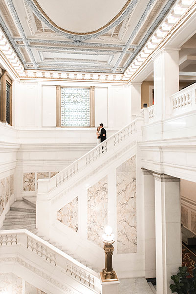 Joanna + Glenn Distant Staircase - JadeNikkolePhotography