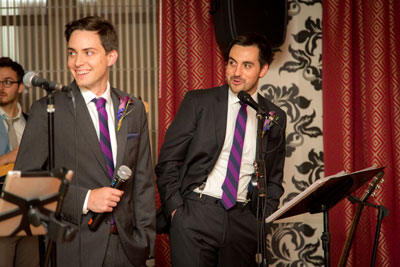 Groomsmen talking